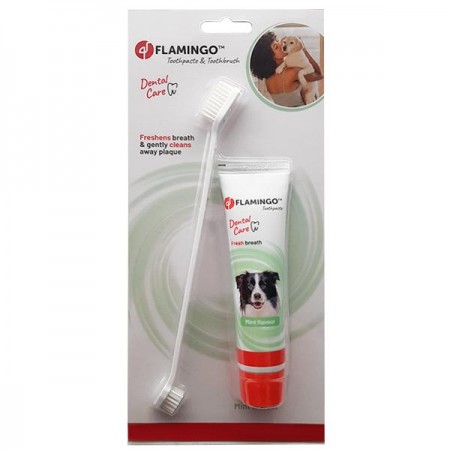 Flamingo Petcare Toothpaste+Toothbrush набор для чистки зубов собак